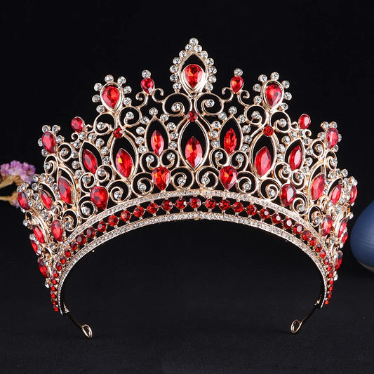 Baroque Royal Queen Crystal Wedding Crown Large Diadem Banquet Tiaras for Party Pageant Diadema Bridal Hair Jewelry Accessories