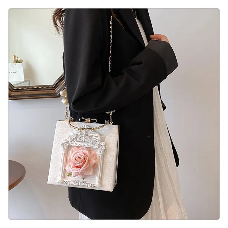 Gothic Dark Y2k Messenger Bag Women New Harajuku Pearl Chain Casual Crossbody Bags Female Vintage Luxury Designer Bag