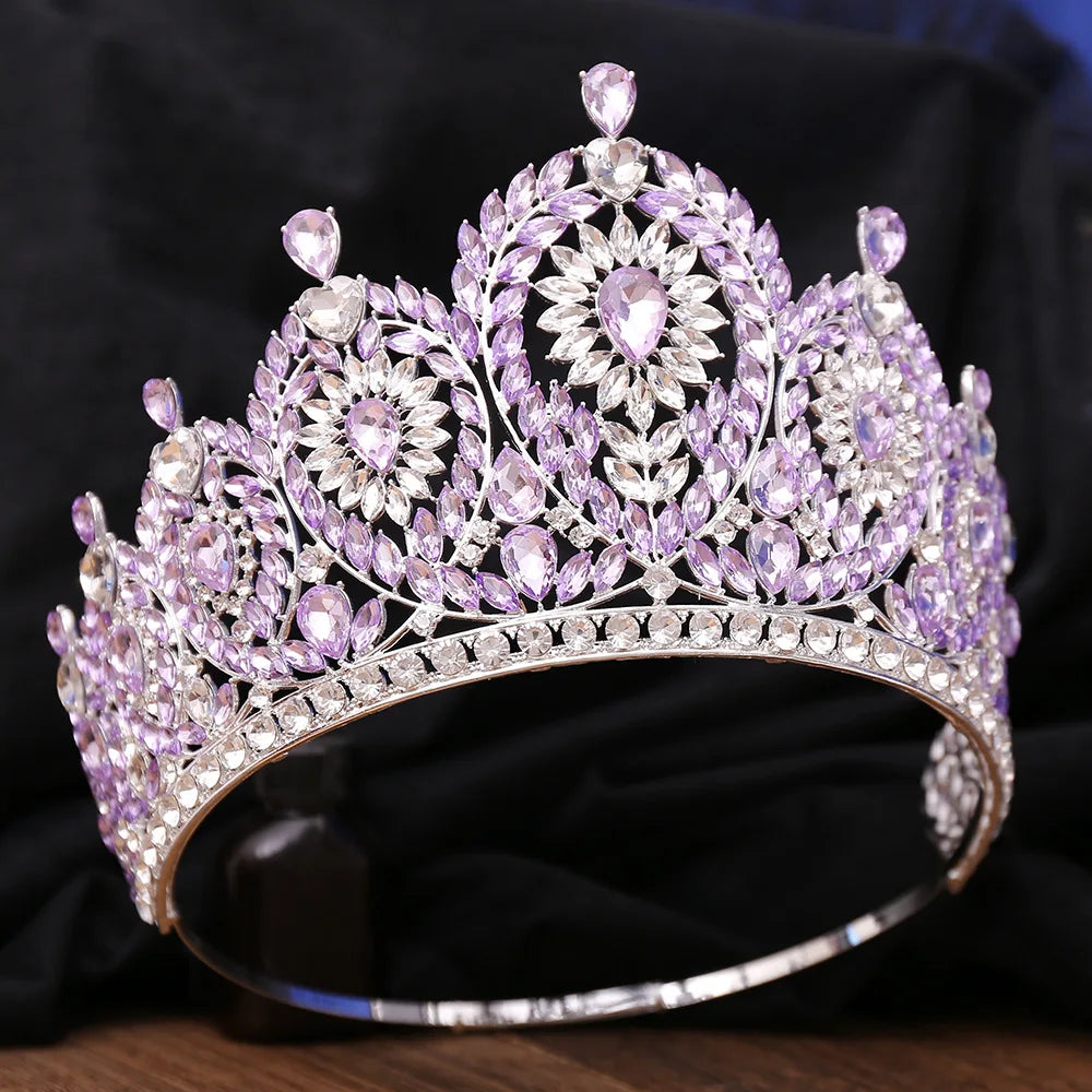 Baroque Big Rhinestone Adjustable Wedding Crown for Women Diadem Crystal Banquet Tiaras Party Costume Hair Jewelry Accessories - EUFASHIONBAGS