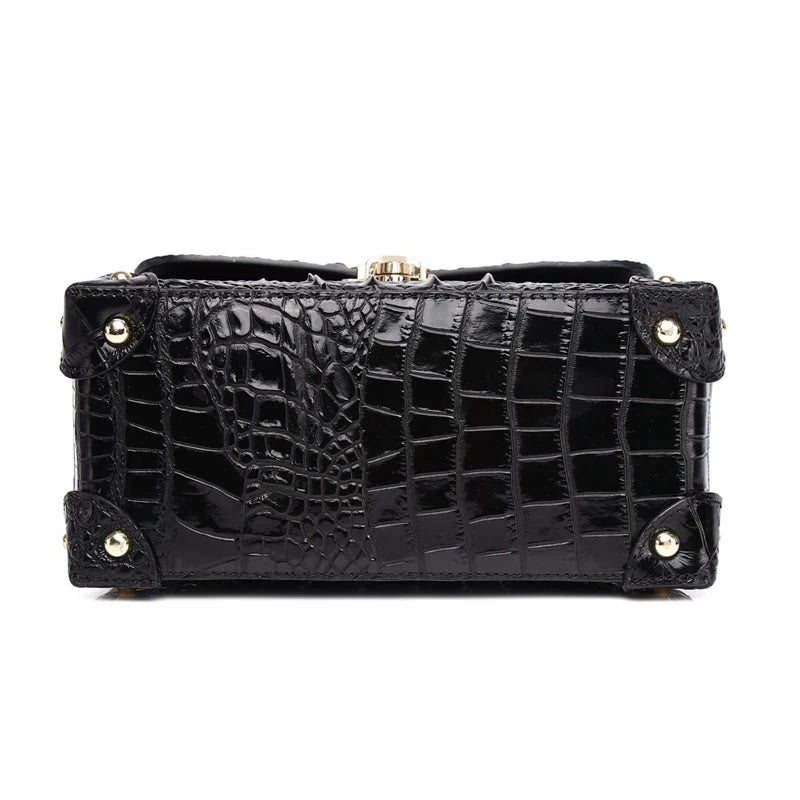 New Superior Cowhide Genuine Leather Women Handbags Embossed Crocodile pattern Fashion Luxury Lether tote Bag for women