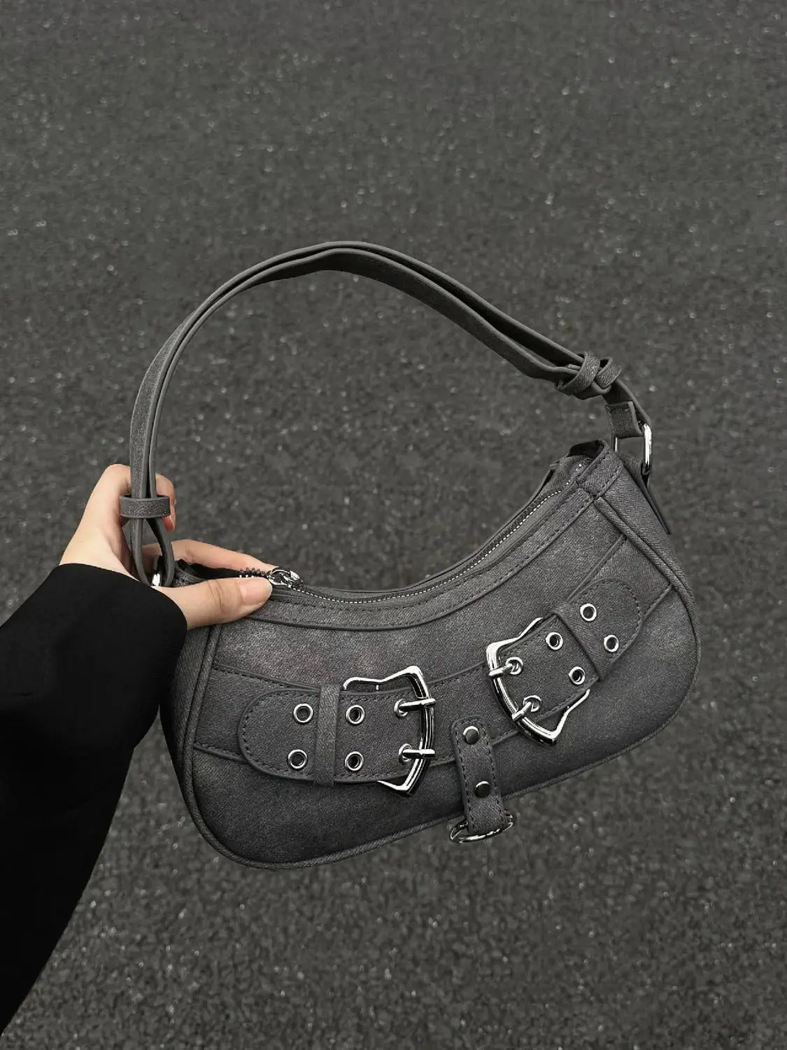 Sweet Cool Denim Grey Shoulder Bag Women Y2k Grunge Hot Girls Casual Handbag Vintage Versatile Bag