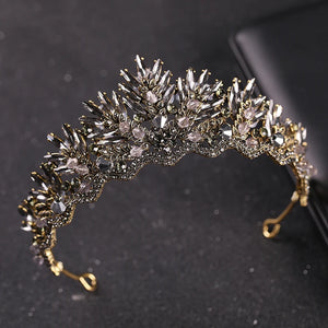 Baroque Wedding Crown Baroque Black Rhinestone Crystal Bridal Crown Headdress Wedding Hair Accessories Tiara Handmade Crown Gift