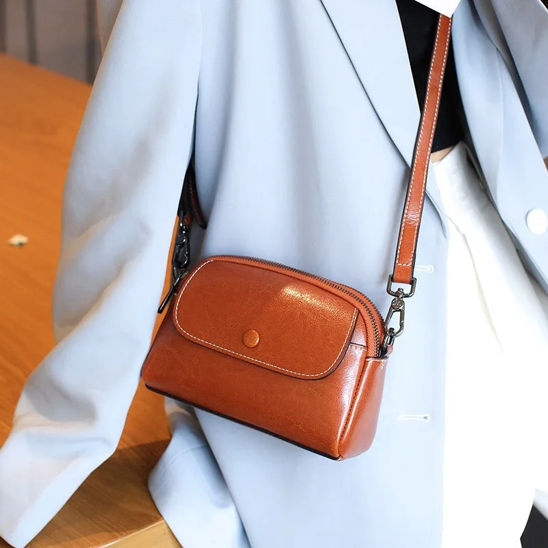 Women Shoulder Bag New Fashion Solid Color Mini Women's Handbag PU Leather Simple Retro Style Female Crossbody Bags