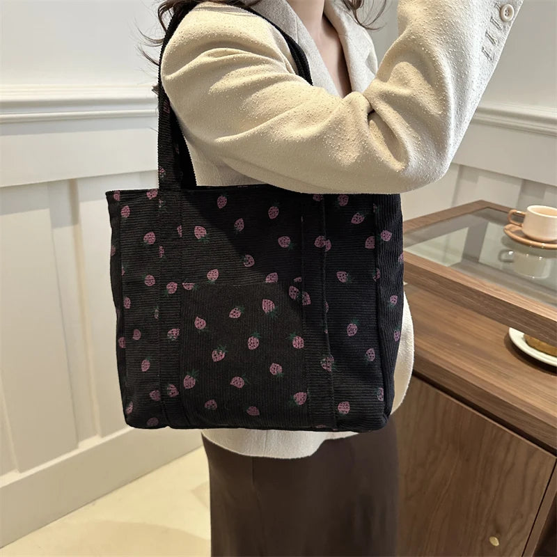 Fashion Luxury Design Handbags for Women Strawberry Shoulder Bags Casual Tote Bags Sweet Large Shopping Bag Women's Tote Bags - EUFASHIONBAGS