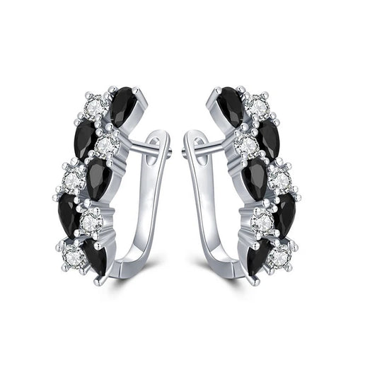 Black and White CZ Hoop Earrings for Women Newly Designed Fashionable Female Accessories Daily Wear Wedding Trend Jewelry