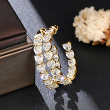 画像をギャラリービューアに読み込む, Heart Cubic Zirconia Hoop Earrings for Women Luxury Promise Circle Rings Fashion Versatile Female Earrings Love Jewelry