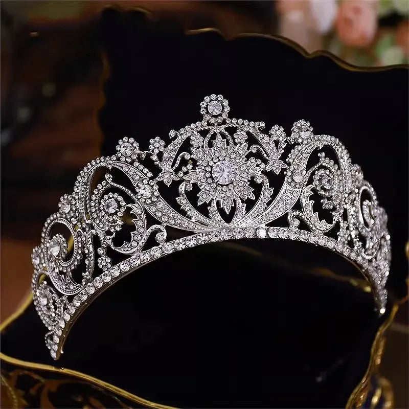 Baroque Princess Queen Cubic Zircon Bridal Crown Headwear Crystal Tiaras For Women Wedding Crowns Hair Dress Accessories Jewelry - EUFASHIONBAGS