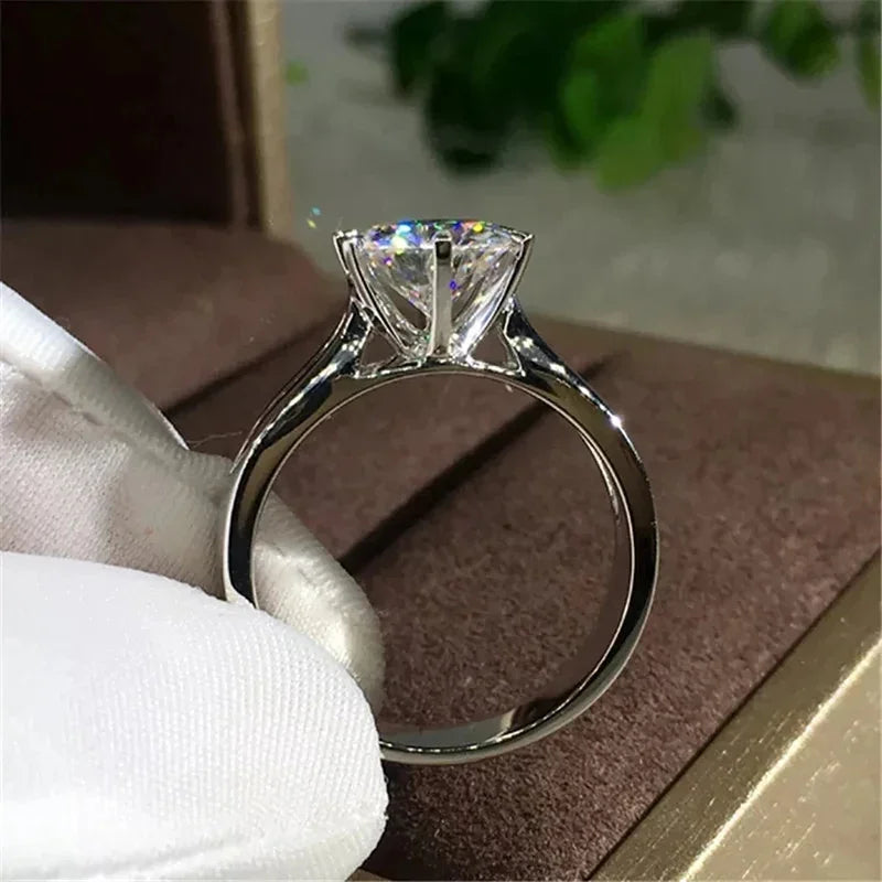 Round Cubic Zircon Rings Gorgeous Noble Fashion Elegant Finger Accessories Women Chic Jewelry for Wedding Band