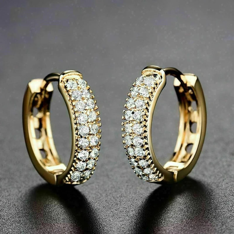 Shining Circle Earrings Female Versatile Dainty Bright Zirconia Jewelry Graceful Fashion Lady Daily Wearable Accessories