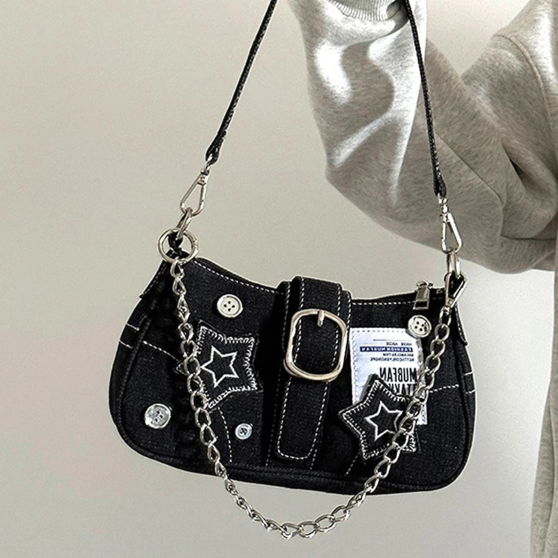 Fashion Women's Bag New Trend Denim Women Crossbody Shoulder Bags Hip Hop Style Designer Luxury Bags Female Handbag