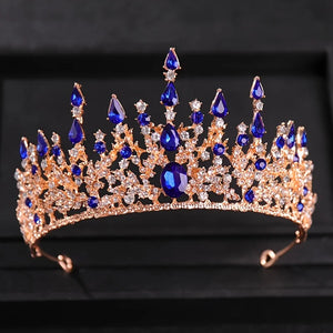 Baroque Retro Bronze Violet Crystal Bridal Tiaras Crown Rhinestone Pageant Diadem Veil Tiara Headbands Wedding Hair Accessories