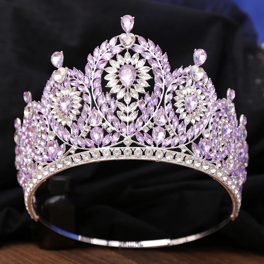 Baroque Big Rhinestone Adjustable Wedding Crown for Women Diadem Crystal Banquet Tiaras Party Costume Hair Jewelry Accessories