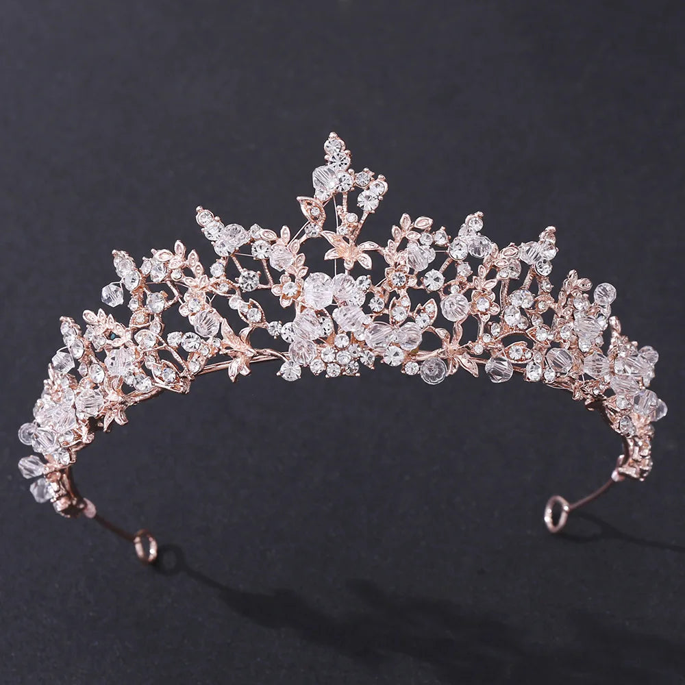 Trendy Baroque Crystal Luxury Wedding Crowns Handmade Rhinestone Beads For Bride Tiaras Fashion Queen Headpiece Hair Accessories - EUFASHIONBAGS