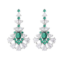 Cargar imagen en el visor de la galería, 2024 New Emerald Crystal Flower Maple Leaf Water Droplet Luxury Pendant Necklace Long Dangle Earrings x19