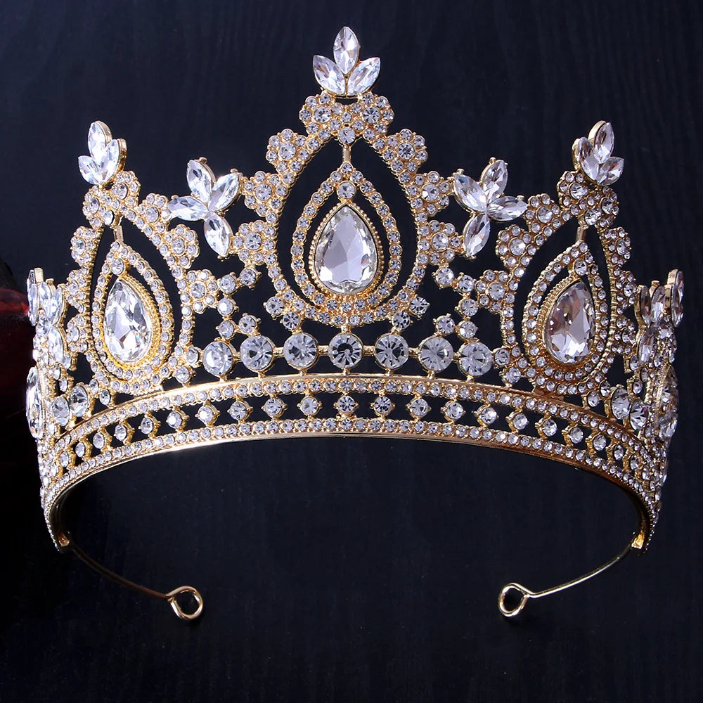 Luxury High Quality Royal Queen Purple Crystal Wedding Crown for Women Rhinestone Banquet Tiara Costume Hair Jewelry Accessories - EUFASHIONBAGS