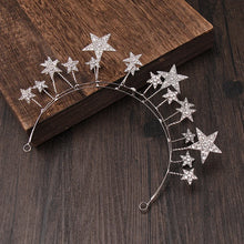 Load image into Gallery viewer, Trendy Silver Color Tiaras And Crowns Stars Princess Queen Diadems Bride Wedding Hair Accessories Rhinestone Hairbands Jewelry