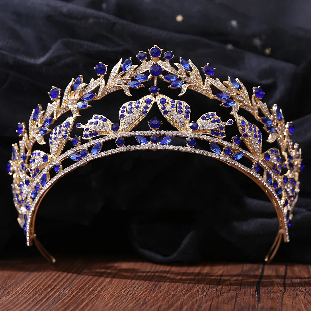 Exquisite Forest Butterfly Floral Leaf Crystal Crowns Rhinestone Princess Pageant Diadem Wedding Hair Accessories Tiaras Jewelry - EUFASHIONBAGS