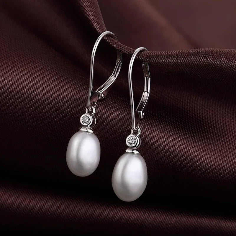 Aesthetic Oval Imitation Pearl Drop Earrings for Women Elegant Charms Wedding Bridal Jewelry Versatile Daily Accessories