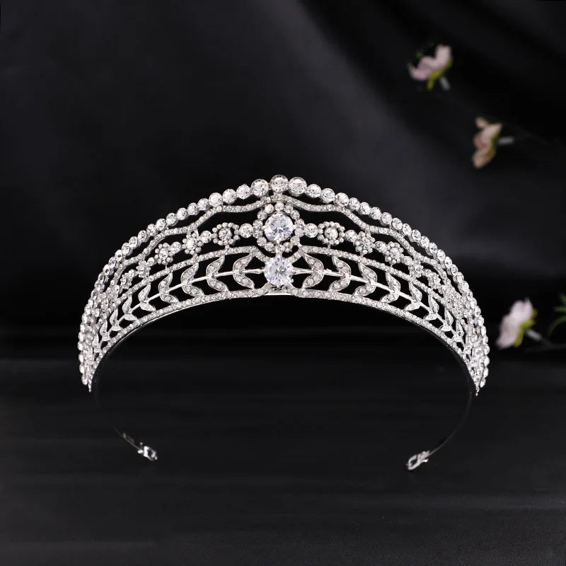 Luxury Crystal Wedding Hair Tiara Rhinestone Bridal Tiara Crown Silver Color Diadem Veil Tiaras Bride Hair Accessories Headpiece - EUFASHIONBAGS