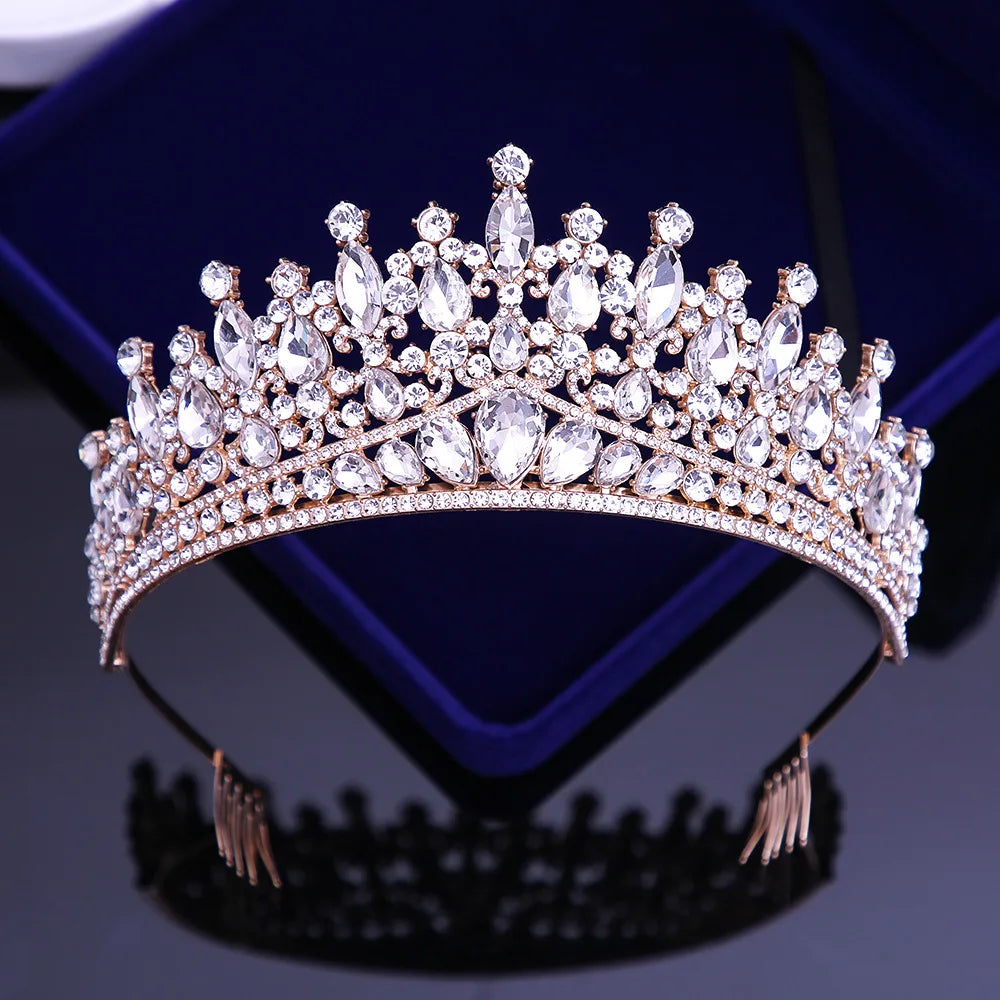 Luxury Gold Silver AB Color Crystal Wedding Crown With Combs Women Diadem Banquet Tiaras Party Costume Hair Jewelry Accessories - EUFASHIONBAGS