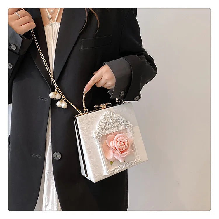 Gothic Dark Y2k Messenger Bag Women New Harajuku Pearl Chain Casual Crossbody Bags Female Vintage Luxury Designer Bag