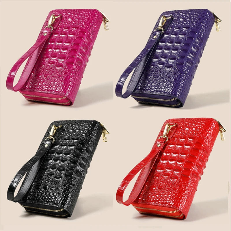 Women's Leather Clutch bag Brand Luxury Designer Women's Bags High Quality Cowhide Crocodile Pattern Bag - EUFASHIONBAGS