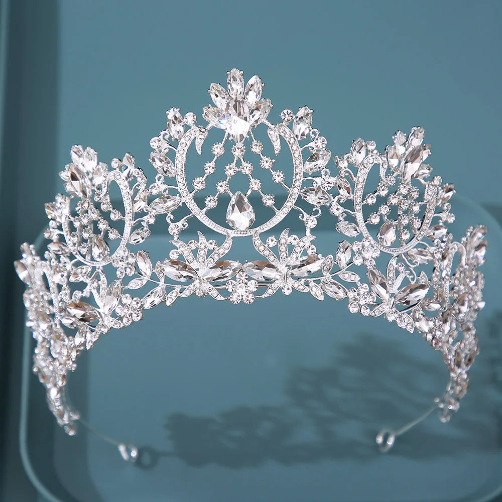 Diverse Silver Color Crystal Crowns Bridal Tiaras Fashion Queen Rhinestone Diadem CZ Headpiece Wedding Hair Jewelry Accessories - EUFASHIONBAGS