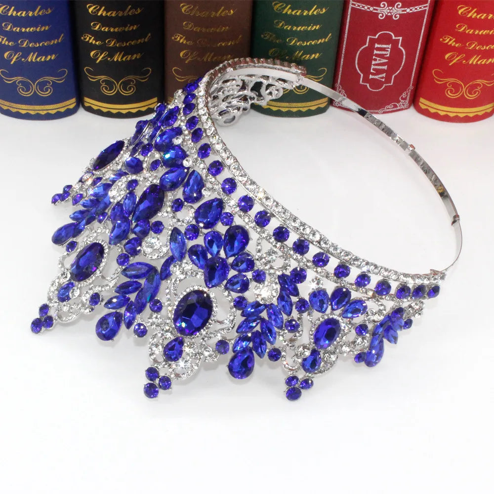 New Baroque Miss Universe Big Round Crown Luxury High Royal Queen Wedding Crowns Crystal Banquet Tiaras Costume Hair Accessories - EUFASHIONBAGS