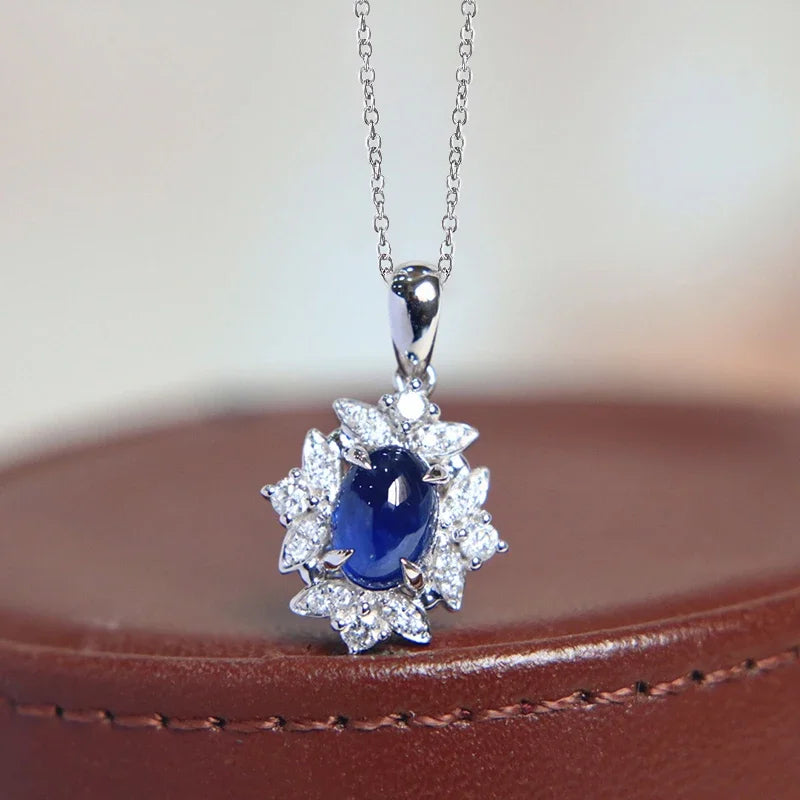 Blue CZ Pendant Necklace Noble Trendy Brilliant Neck Accessories for Women Gorgeous Wedding Engagement Jewelry - EUFASHIONBAGS