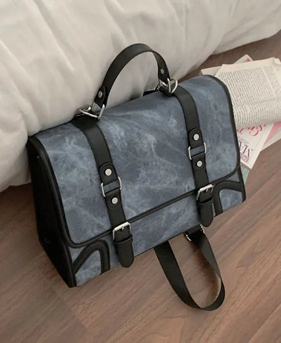 Preppy Style Jk Backpack Women Autumn New Leather Handle Backpacks Briefcase  Harajuku Aesthetic Blue Schoolbag