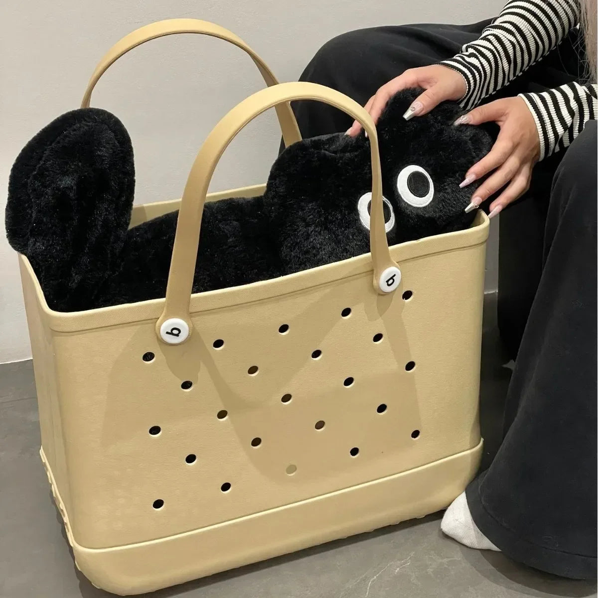 Croc Beach Tote Bag Rubber EVA Waterproof Basket Extra Large Women Shopping Shoulder Handbag Beach Jelly Sac Tote Bag Purse - EUFASHIONBAGS