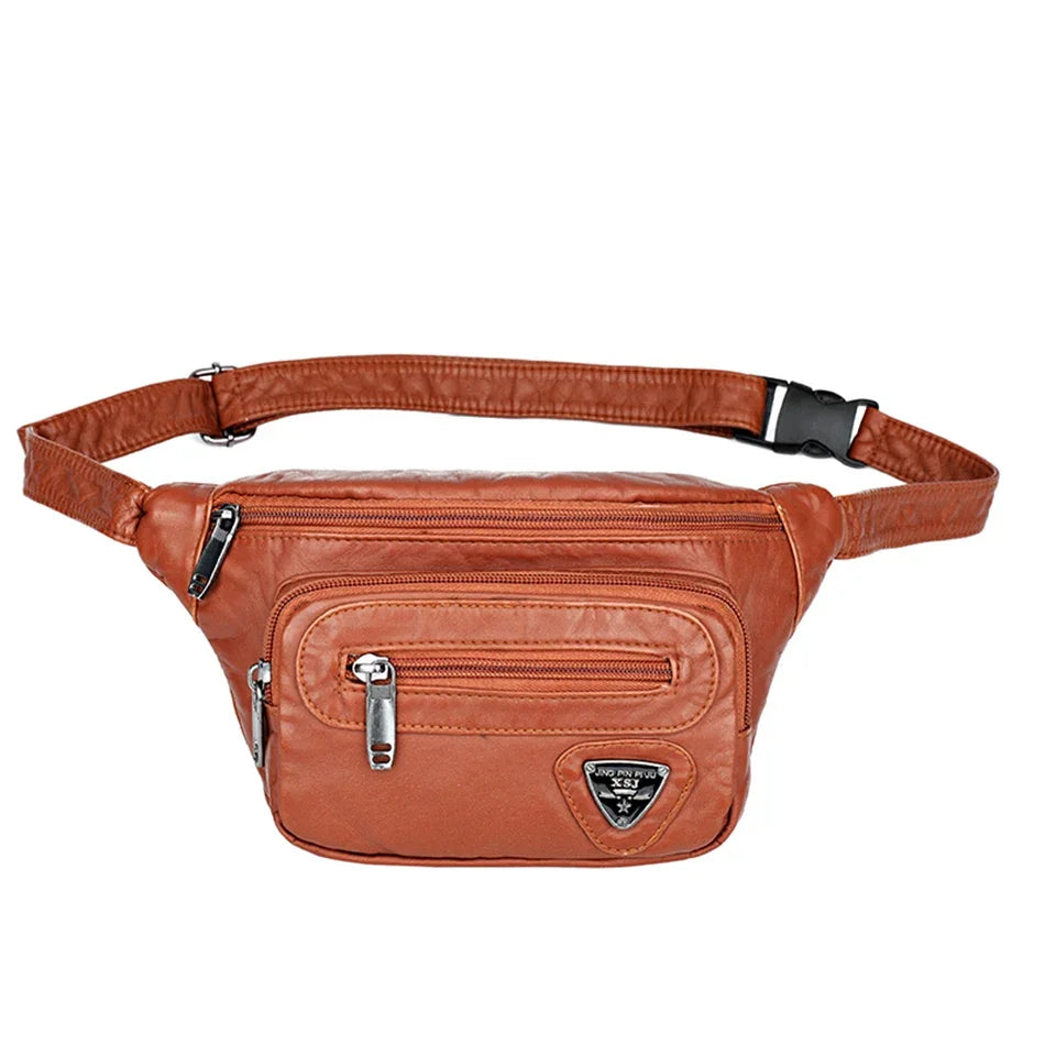 Women's Waist Bag PU Leather Bags Designer Shoulder Crossbody Chest Bag Female Fashion Fanny Pack Banana Hip Purse and Handbags