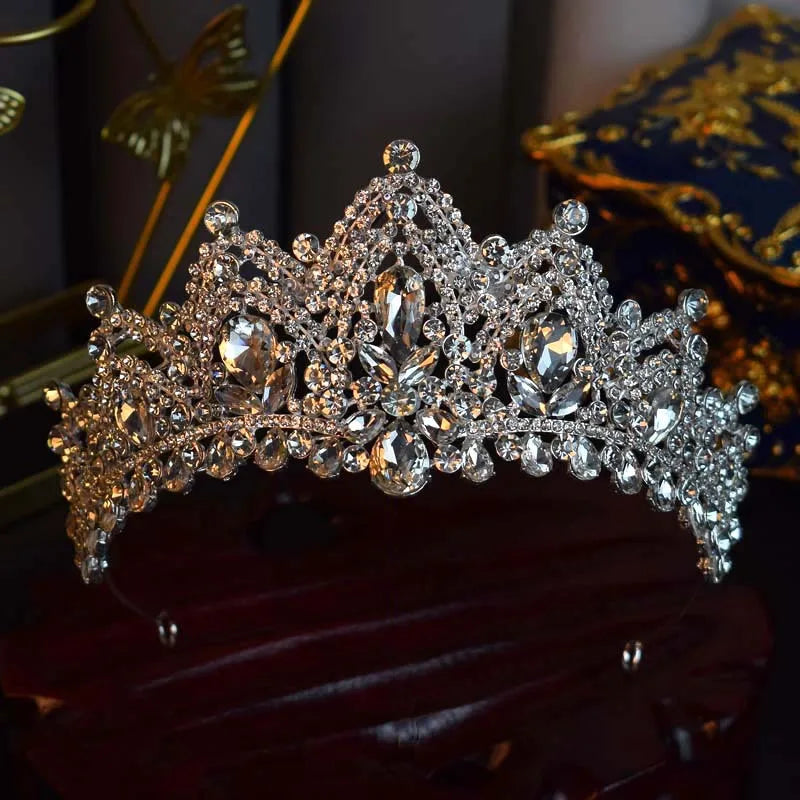 Luxury Diverse Silver Color Crystal Bridal Tiaras Crowns Rhinestone Pageant Prom Diadem Bride Headpiece Wedding Hair Accessories - EUFASHIONBAGS