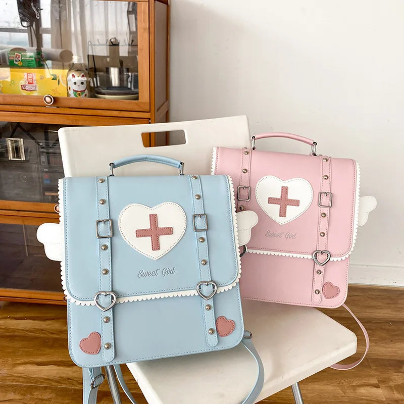 2025 New Cute Manga Style Backpack Candy Color PU Leather Large Girls JK Handbags Children's Kawaii School Bags - EUFASHIONBAGS