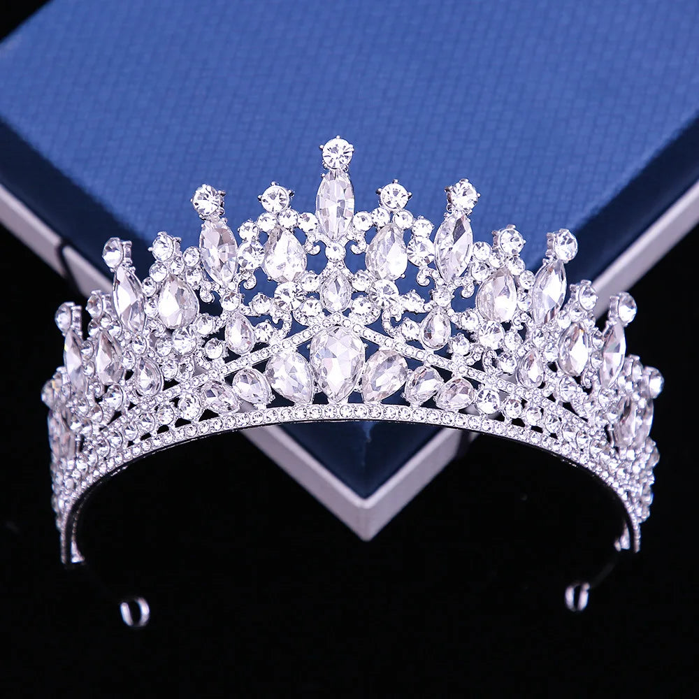 Luxury Baroque Crystal Wedding Crown With Comb Leaf Bridal Tiaras Headdress Princess Queen Diadem Dress Hair Jewelry Accessories - EUFASHIONBAGS