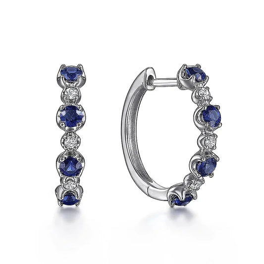 Blue/White Color CZ Hoop Earrings for Women Dainty Exquisite Ear Accessories for Wedding Party Chic Anniversary Jewelry - EUFASHIONBAGS