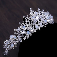 Load image into Gallery viewer, Luxury Silver Color Bridal Headwear Rhinestone Tiaras Pageant Crowns Wedding Headpiece Alloy Women Earring Necklace Jewelry Sets