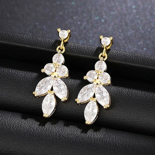 Geometric Cubic Zircon Drop Earrings for Women Dazzling Modern Wedding Band Jewelry Chic Versatile Accessories - EUFASHIONBAGS