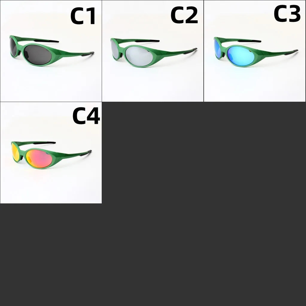 New Fashion Men's Driving and Cycling Sunglasses INS Sports Windproof Mirrors Trendy Women's Green Luxury Glasses UV400