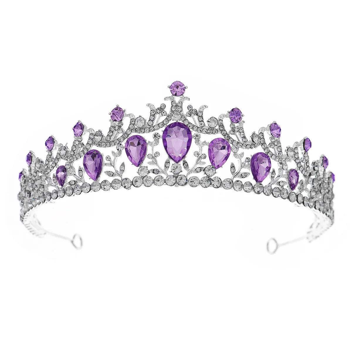 Baroque Luxury Silver Color Purple Crystal Wedding Tiaras Crown Rhinestone Diadem Bride Hair Accessories Headband Tiara De Noiva - EUFASHIONBAGS