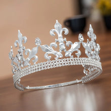 Cargar imagen en el visor de la galería, Luxury Baroque King Crown For Women Men Pageant Crystal Tiara Diadem Royal Headpiece Hair Ornaments Hair Jewelry Accessories