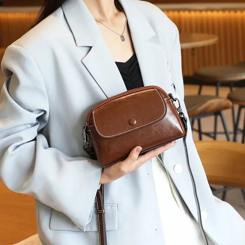 Women Shoulder Bag New Fashion Solid Color Mini Women's Handbag PU Leather Simple Retro Style Female Crossbody Bags