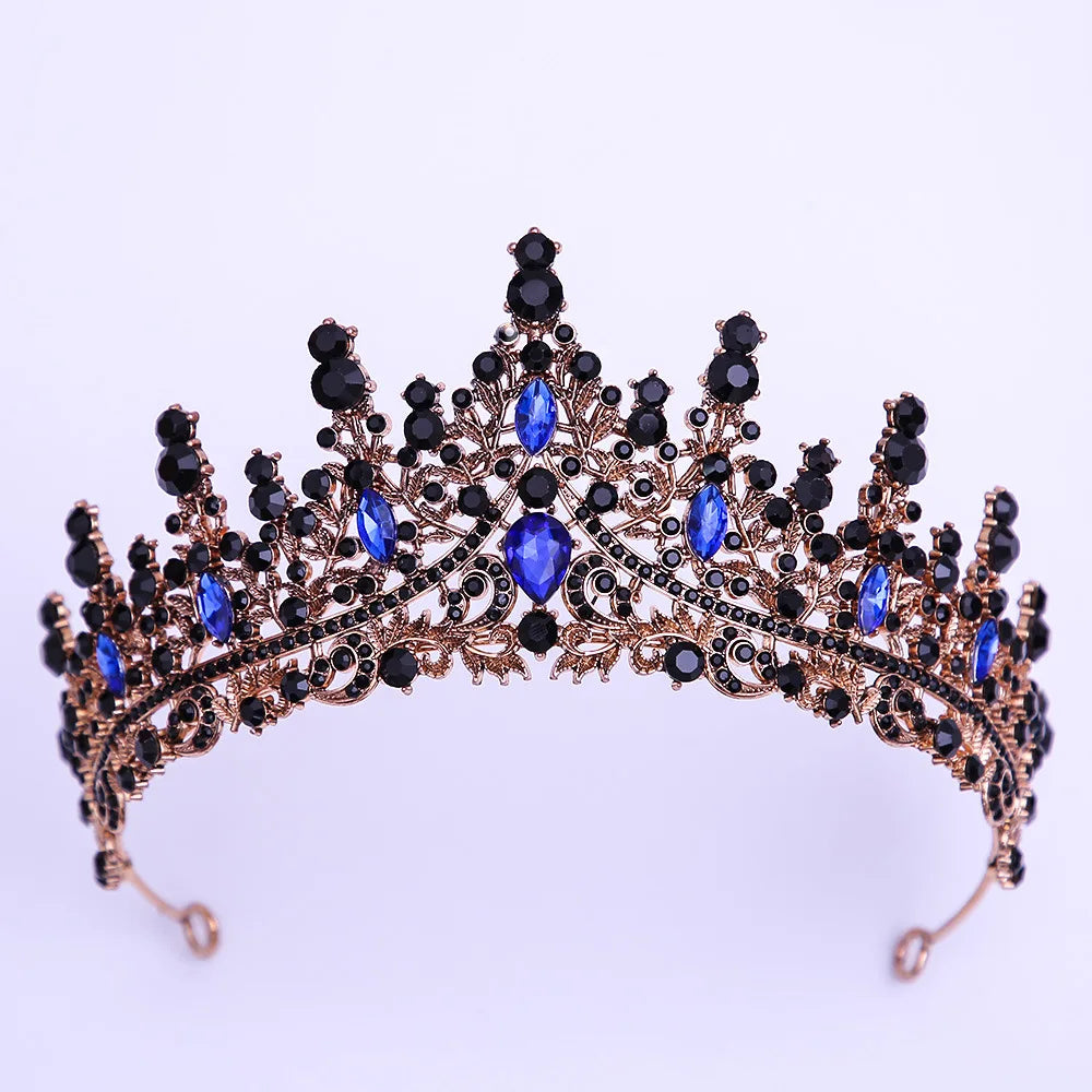 Baroque Luxury Black Crystal Bridal Tiaras Queen Crown For Women Girl Headpiece Wedding Diadem Princess Party Hair Dress Jewelry - EUFASHIONBAGS