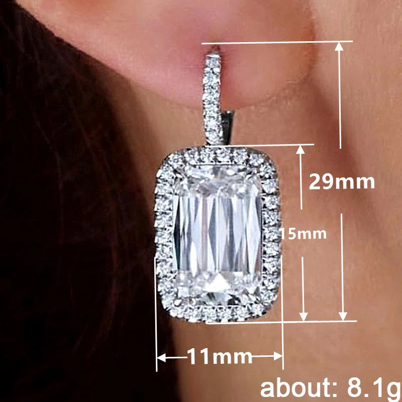 Geometric Cubic Zirconia Crystal Earrings for Women Wedding Party Luxury Trendy Lady Ear Accessories Silver Color Jewelry - EUFASHIONBAGS