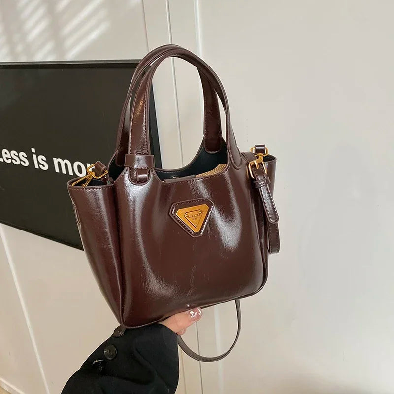 Women Genuine Leather Handbag Vintage Oil Wax Leather Shoulder Crossbody Bags Small Messenger Sac A Main - EUFASHIONBAGS