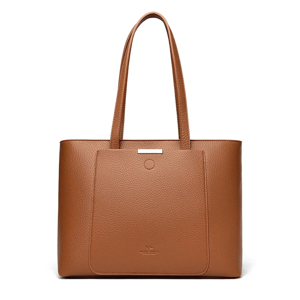 Genuine Brand Soft Leather Hand Bags Big Handbags Women Shoulder Bags for Laptop Luxury Designer Tote Shopping Top Handle Bag