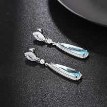 Load image into Gallery viewer, Aesthetic Light Blue Dangle Earrings for Women Fashion Contracted Design Temperament Lady Earrings Wedding Party Jewelry