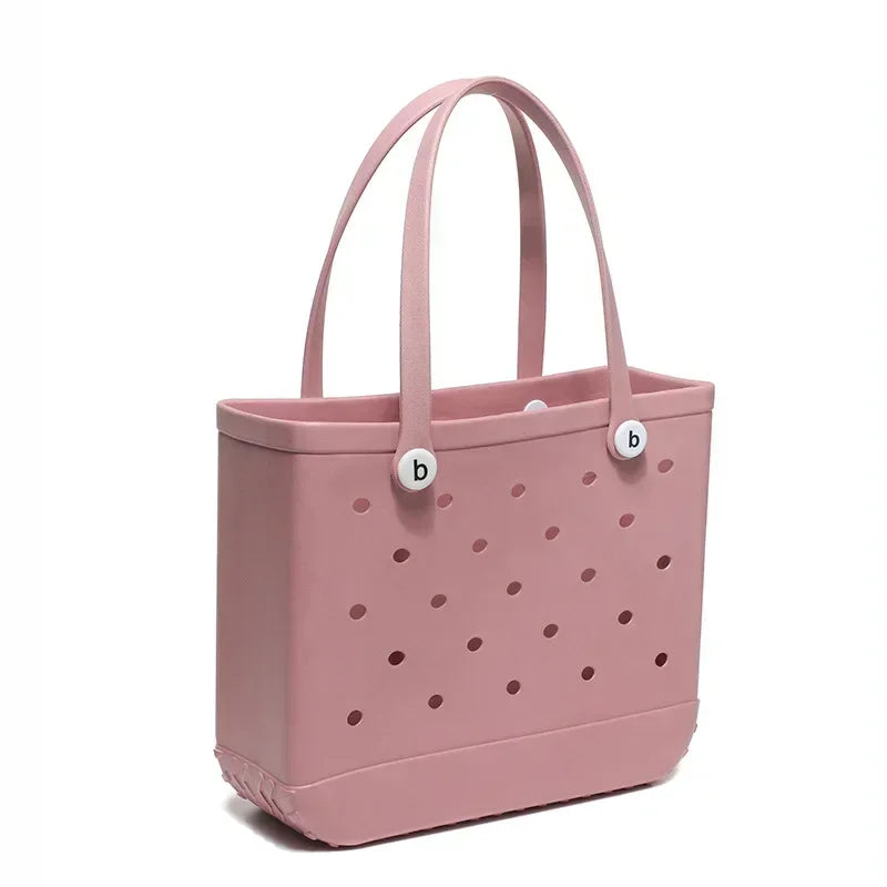 Croc Beach Tote Bag Rubber EVA Waterproof Basket Extra Large Women Shopping Shoulder Handbag Beach Jelly Sac Tote Bag Purse - EUFASHIONBAGS