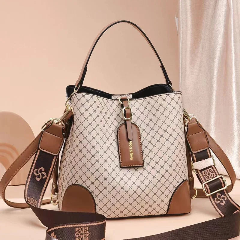 Fashion Women's Bag New Large Capacity Luxury Designer Grid Pattern Shoulder Bags PU Leather Female Handbag