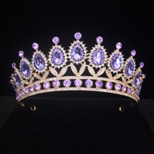 Cargar imagen en el visor de la galería, Purple Crystal Bridal Tiara Crown For Women Pageant Prom Diadem Bridal Tiara Hair Ornaments Wedding Head Jewelry Accessories